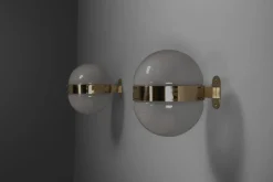 Online Pamono Brass and Opaline Glass Clio Sconces attributed to Sergio Mazza for Artemide, 1960s, Set of 2