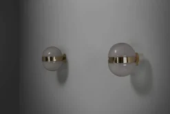 Online Pamono Brass and Opaline Glass Clio Sconces attributed to Sergio Mazza for Artemide, 1960s, Set of 2