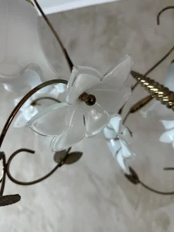 New Pamono Brass and Opaline Pendant Lights, 1960s, Set of 2