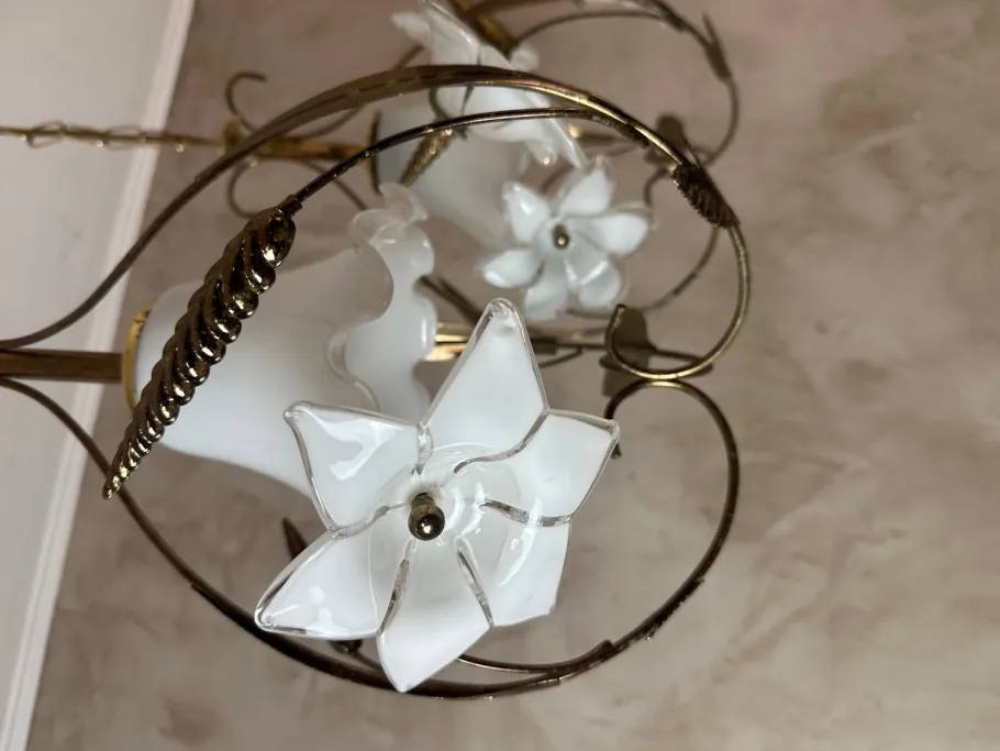 New Pamono Brass and Opaline Pendant Lights, 1960s, Set of 2