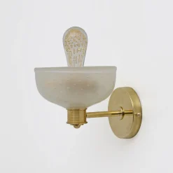 Clearance Pamono Brass and Pulegoso Murano Glass Sconces attributed to Barovier & Toso, 1990, Set of 2