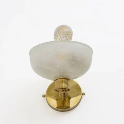 Clearance Pamono Brass and Pulegoso Murano Glass Sconces attributed to Barovier & Toso, 1990, Set of 2