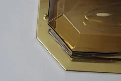 Sale Pamono Brass and Smoke Glass Wall Lamp from Limburg Glashütte, 1980s