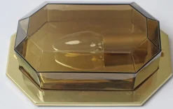 Sale Pamono Brass and Smoke Glass Wall Lamp from Limburg Glashütte, 1980s