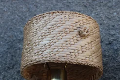 Sale Pamono Brass and Straw Bedside Lamps, Italy, 1970s, Set of 2