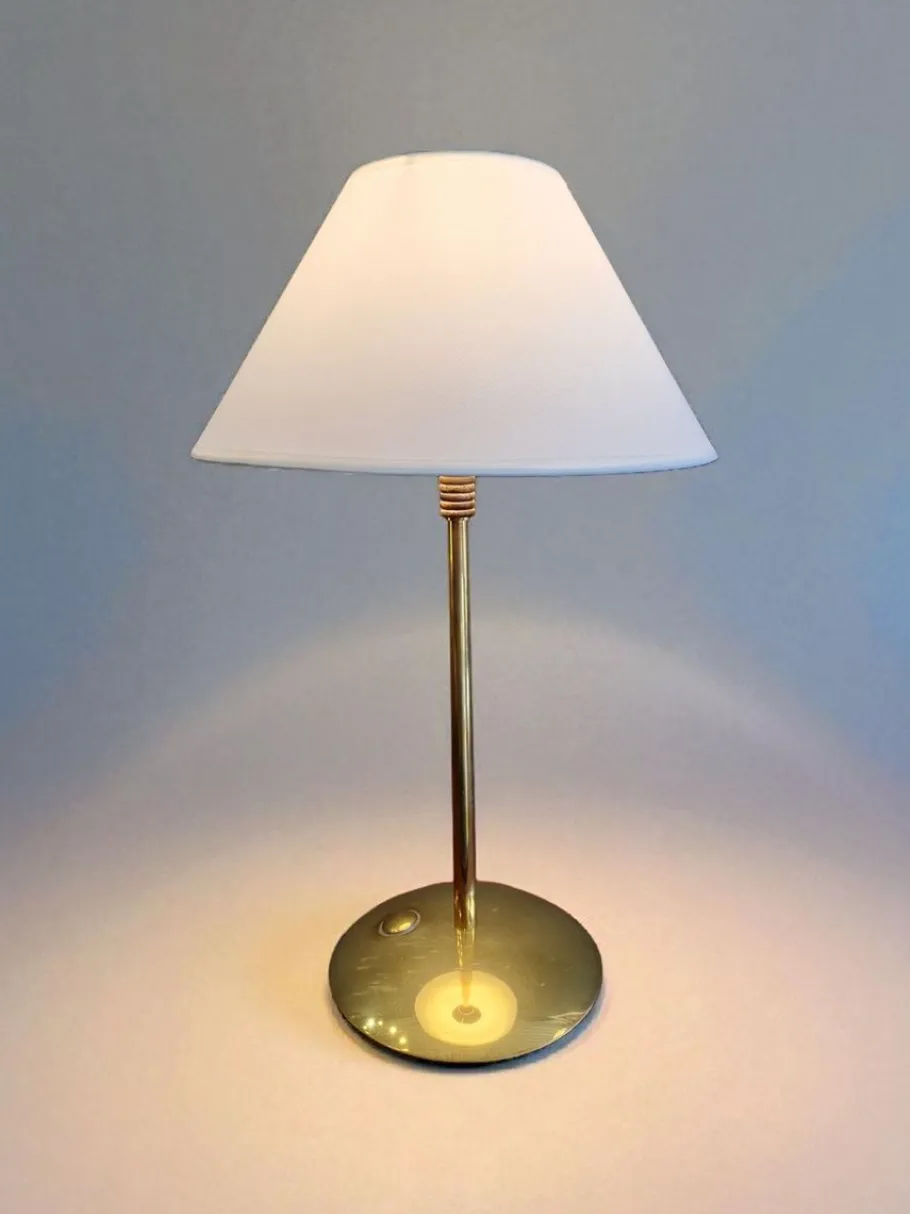 Clearance Pamono Brass and Wood Table Lamp, Italy, 1970s