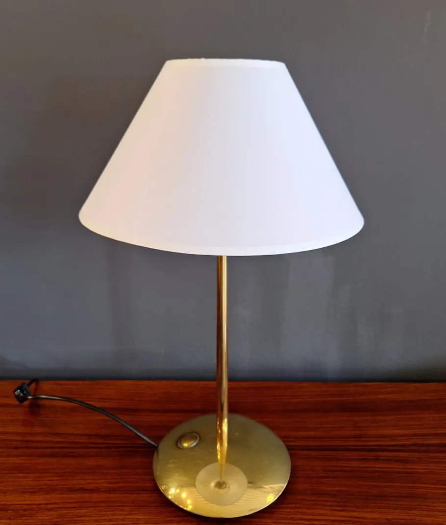 Clearance Pamono Brass and Wood Table Lamp, Italy, 1970s