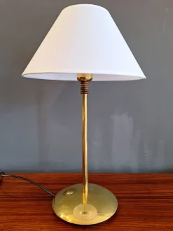 Clearance Pamono Brass and Wood Table Lamp, Italy, 1970s