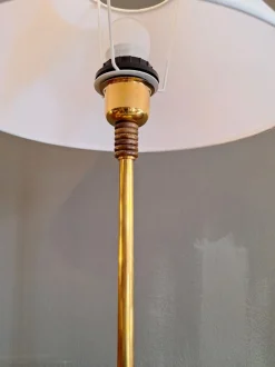 Clearance Pamono Brass and Wood Table Lamp, Italy, 1970s