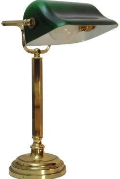 Online Pamono Brass Banker's Lamp with Adjustable Green Glazed Shade, 1950s