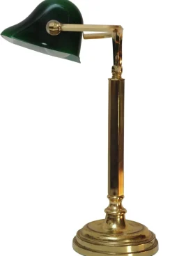 Online Pamono Brass Banker's Lamp with Adjustable Green Glazed Shade, 1950s