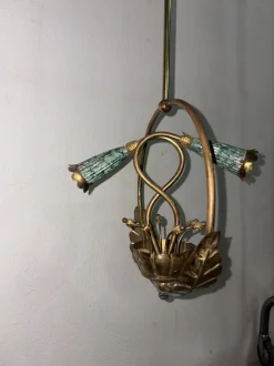 Hot Pamono Brass Ceiling Lamp, 1920s