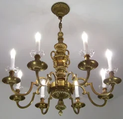 New Pamono Brass Chandelier & Wall Light, 1900
