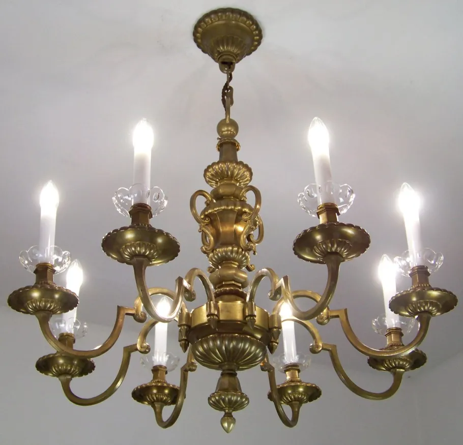New Pamono Brass Chandelier & Wall Light, 1900