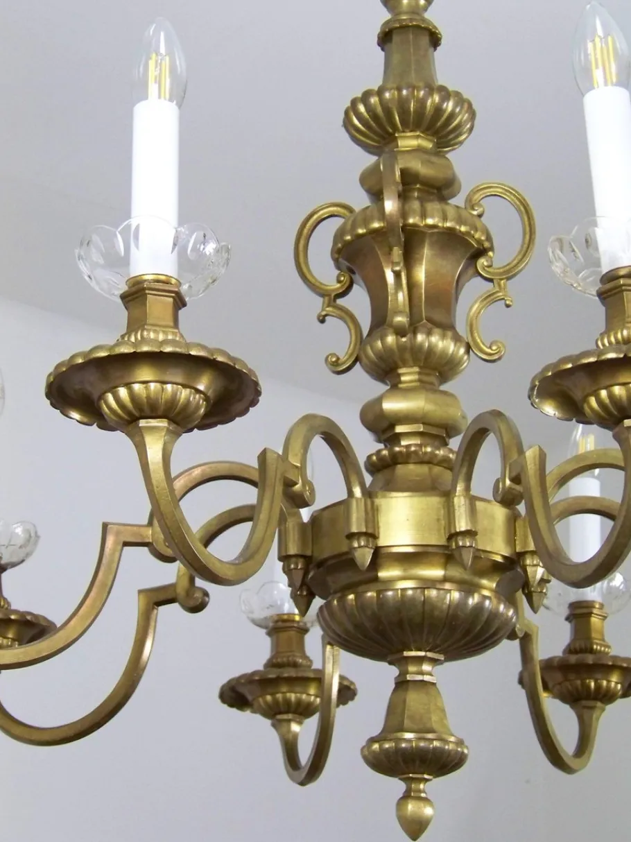 New Pamono Brass Chandelier & Wall Light, 1900