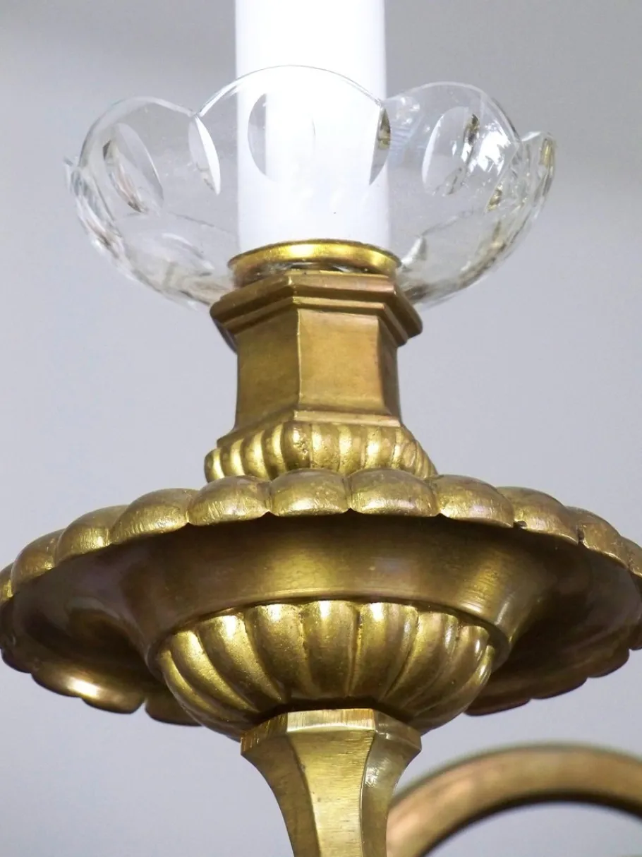 New Pamono Brass Chandelier & Wall Light, 1900