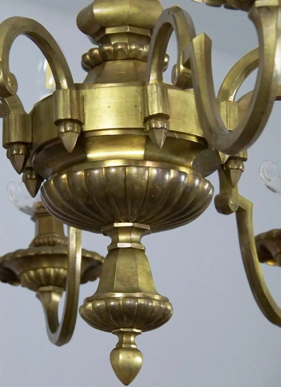 New Pamono Brass Chandelier & Wall Light, 1900