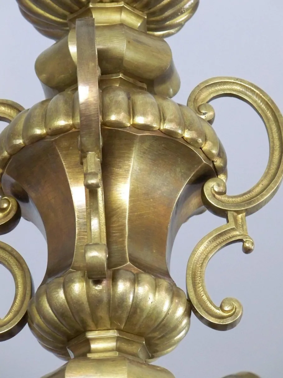 New Pamono Brass Chandelier & Wall Light, 1900