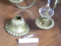 New Pamono Brass Chandelier & Wall Light, 1900