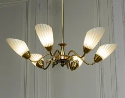 Clearance Pamono Brass Chandelier, Sweden, 1950s