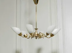 Clearance Pamono Brass Chandelier, Sweden, 1950s