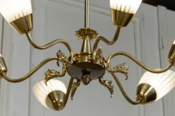 Clearance Pamono Brass Chandelier, Sweden, 1950s
