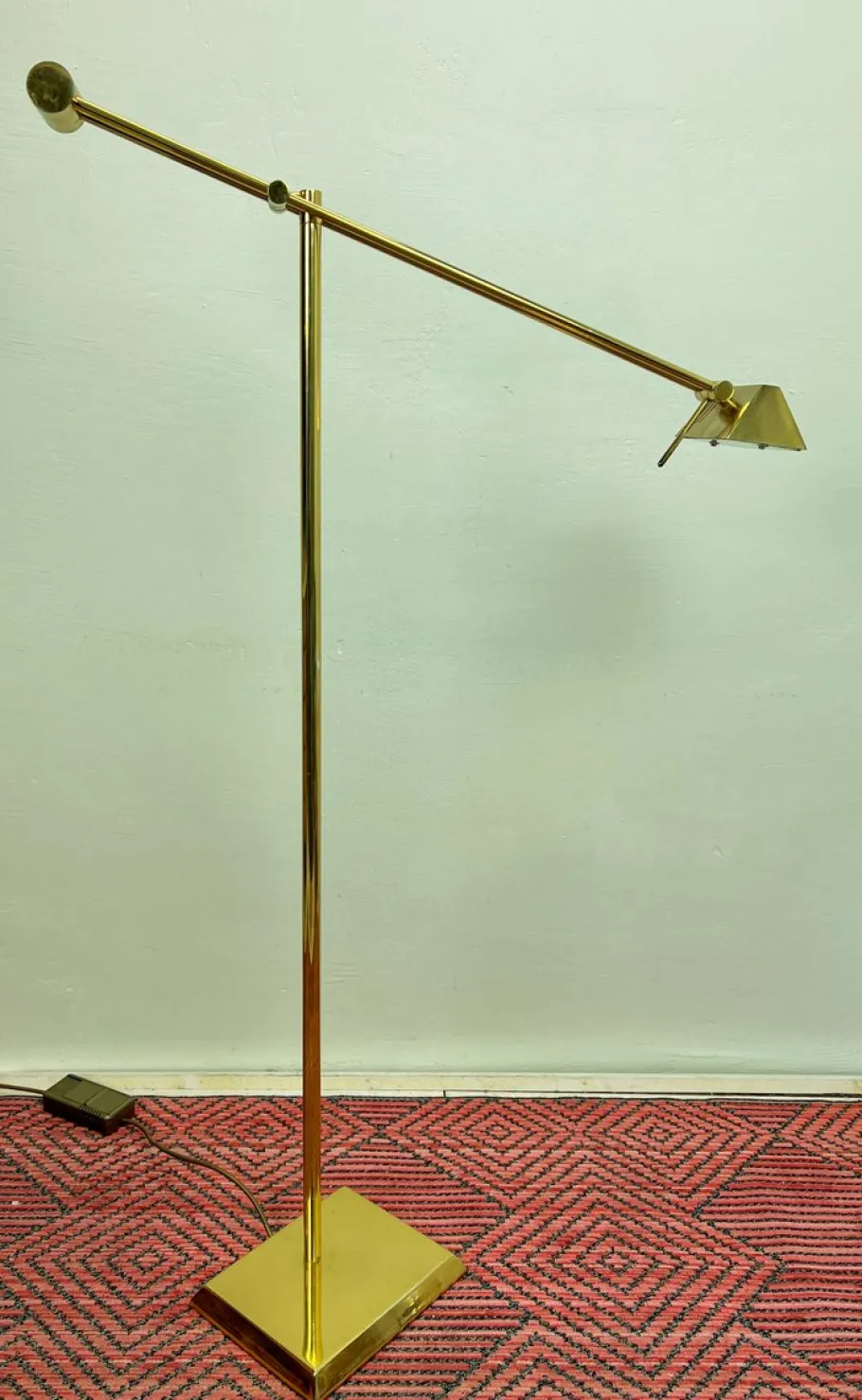 New Pamono Brass Counter Balance Floor Reading Lamp from Hilleband, 1970s
