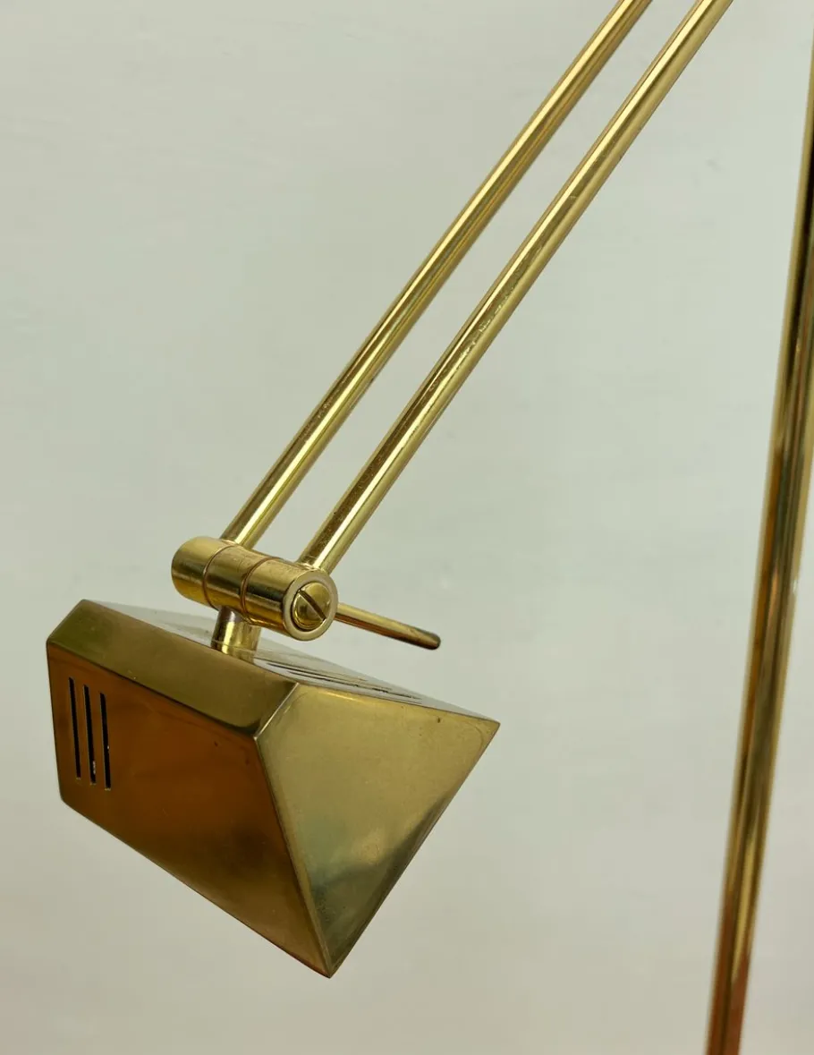 New Pamono Brass Counter Balance Floor Reading Lamp from Hilleband, 1970s