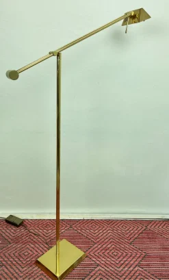 New Pamono Brass Counter Balance Floor Reading Lamp from Hilleband, 1970s