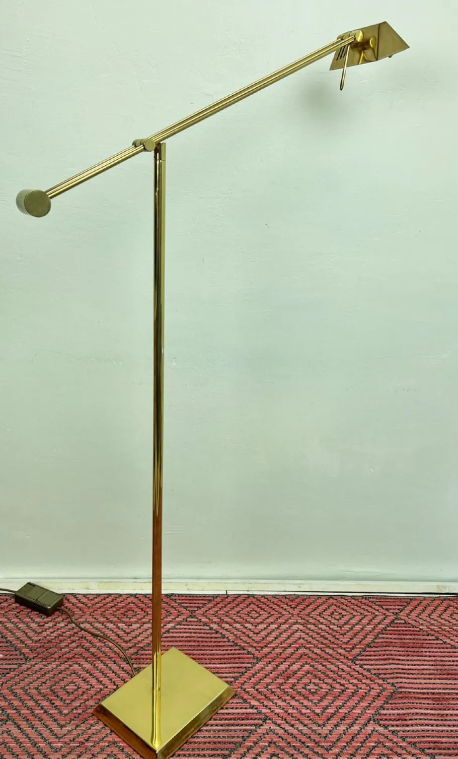 New Pamono Brass Counter Balance Floor Reading Lamp from Hilleband, 1970s