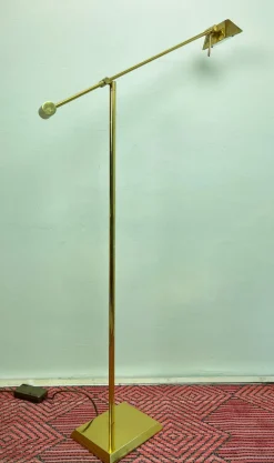 New Pamono Brass Counter Balance Floor Reading Lamp from Hilleband, 1970s