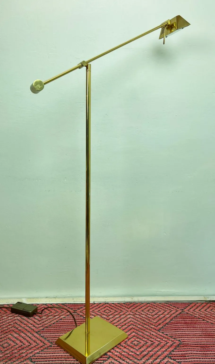 New Pamono Brass Counter Balance Floor Reading Lamp from Hilleband, 1970s
