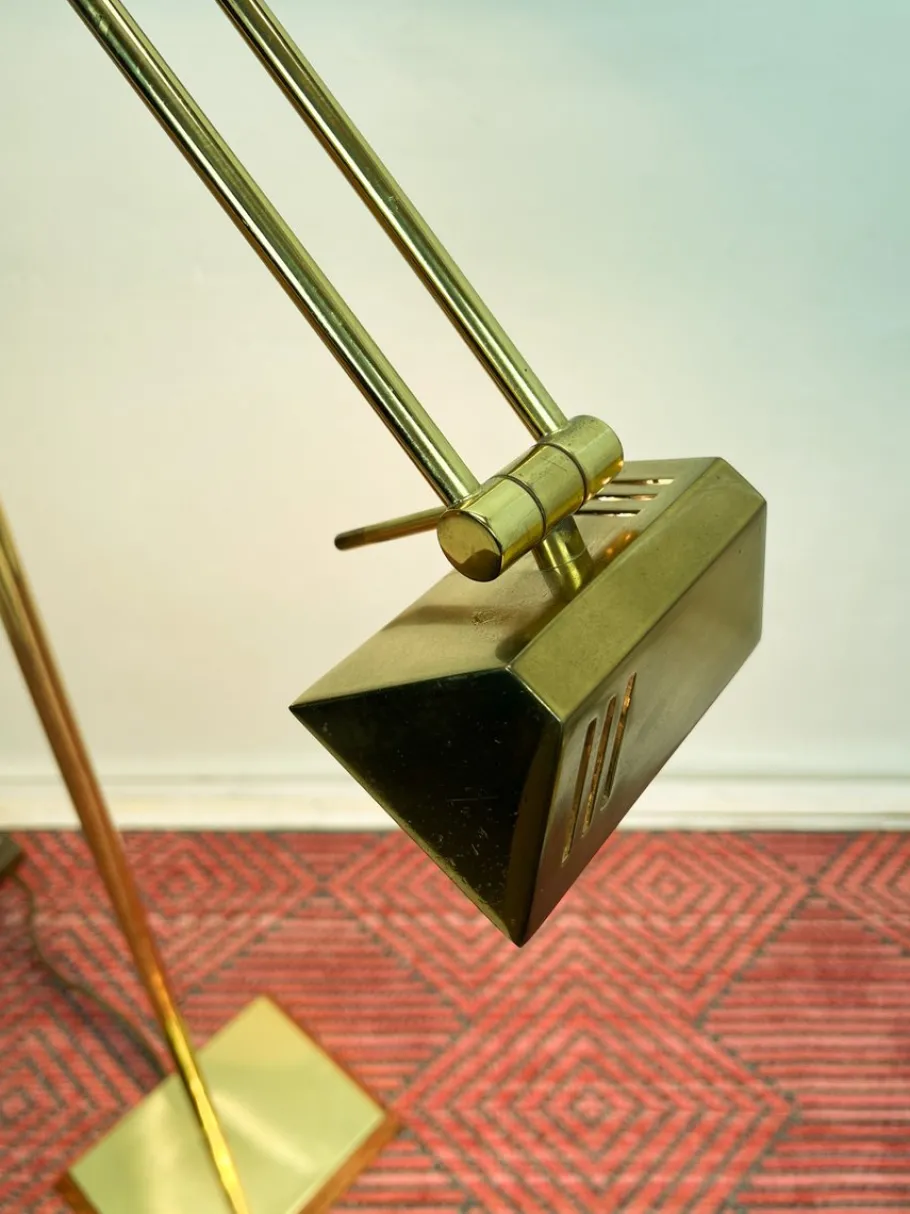 New Pamono Brass Counter Balance Floor Reading Lamp from Hilleband, 1970s