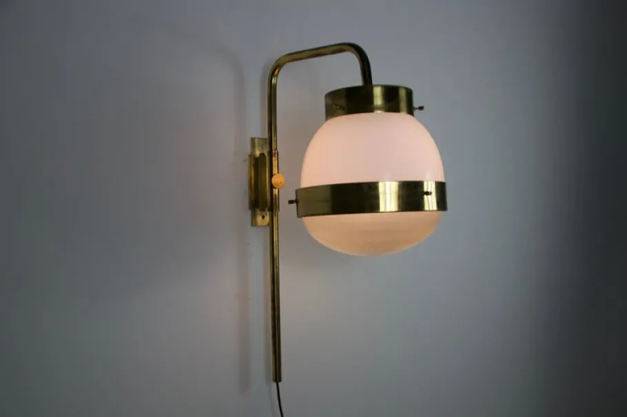 Clearance Pamono Brass Delta Wall Lamp attributed to Sergio Mazza for Artemide, Italy, 1960s
