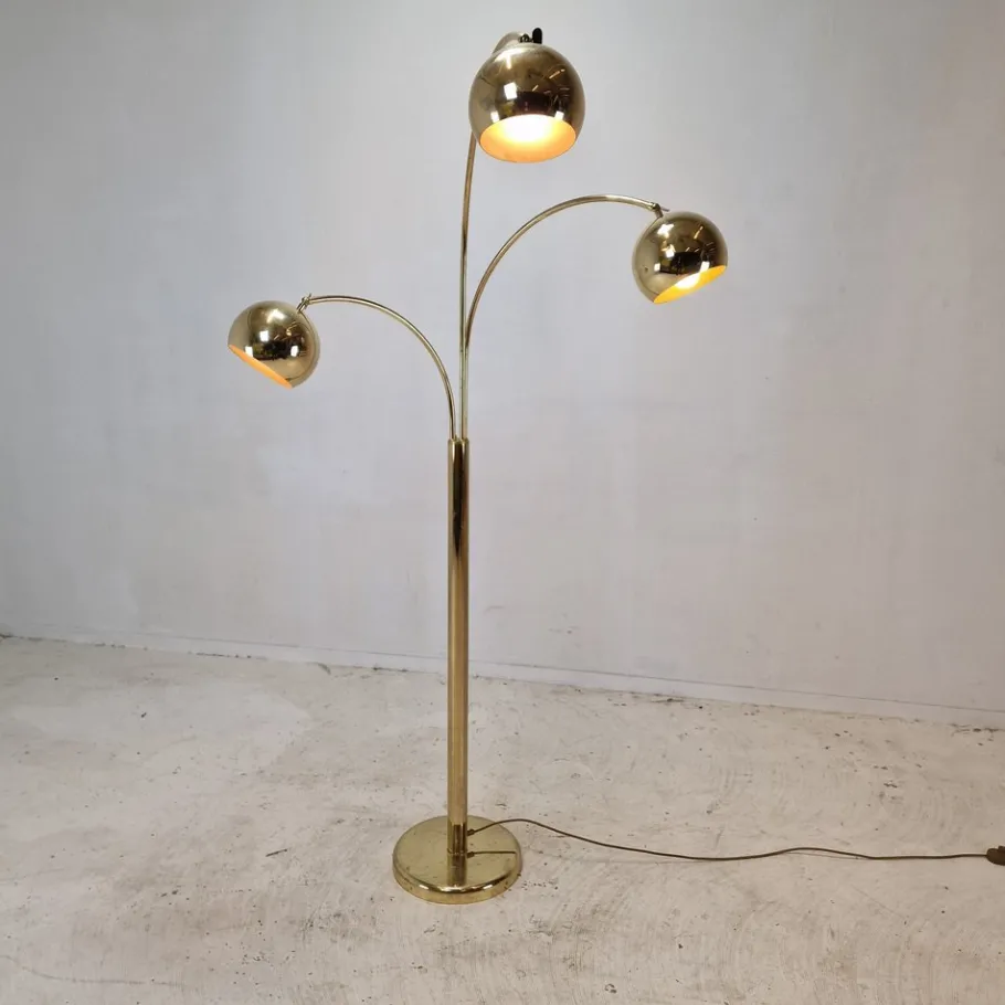 Pamono Brass Floor Lamp, Germany, 1970s