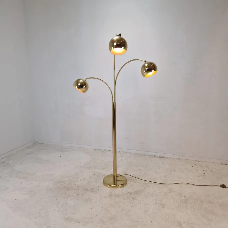 Pamono Brass Floor Lamp, Germany, 1970s