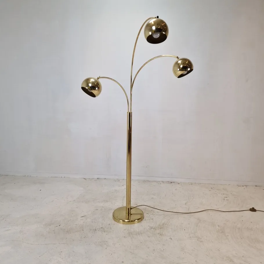 Pamono Brass Floor Lamp, Germany, 1970s