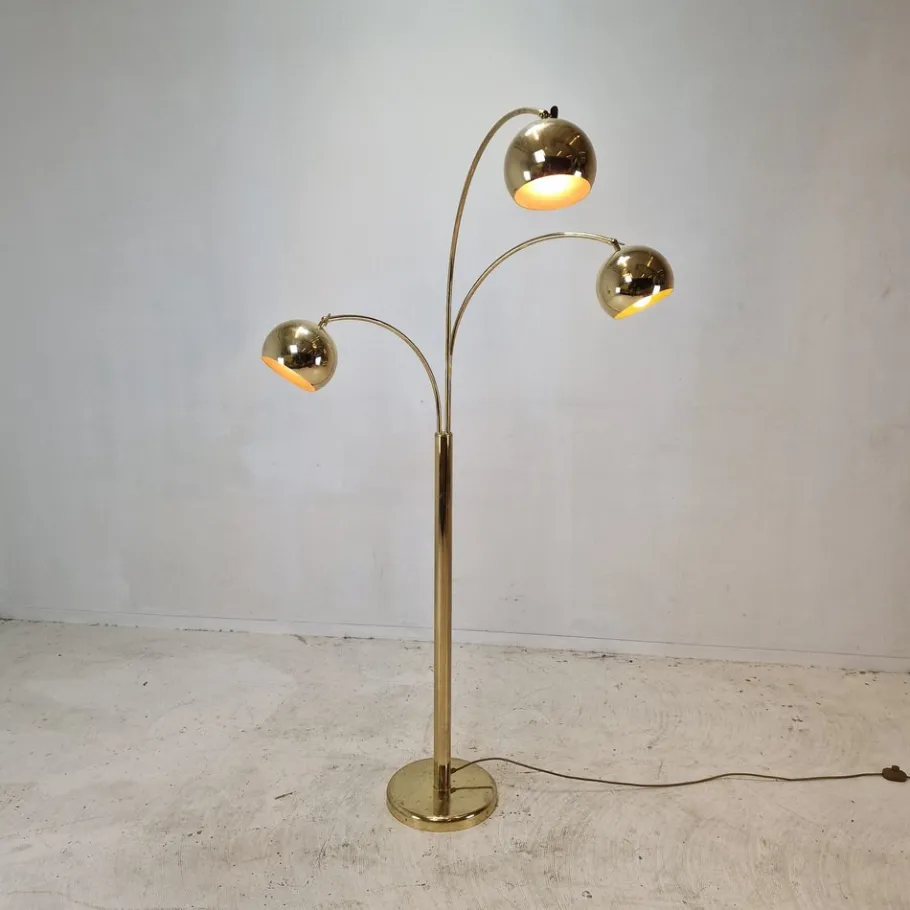 Pamono Brass Floor Lamp, Germany, 1970s
