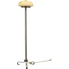 Pamono Brass Floor Lamp with Glass Shade, 1940s
