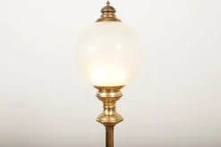 Hot Pamono Brass Floor Lamp with Marble Base and Glass Globe, Italy, 1950s-1960s