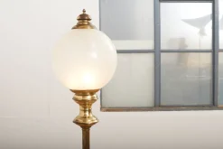 Hot Pamono Brass Floor Lamp with Marble Base and Glass Globe, Italy, 1950s-1960s