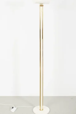 Clearance Pamono Brass Floor Lamp with White Shade