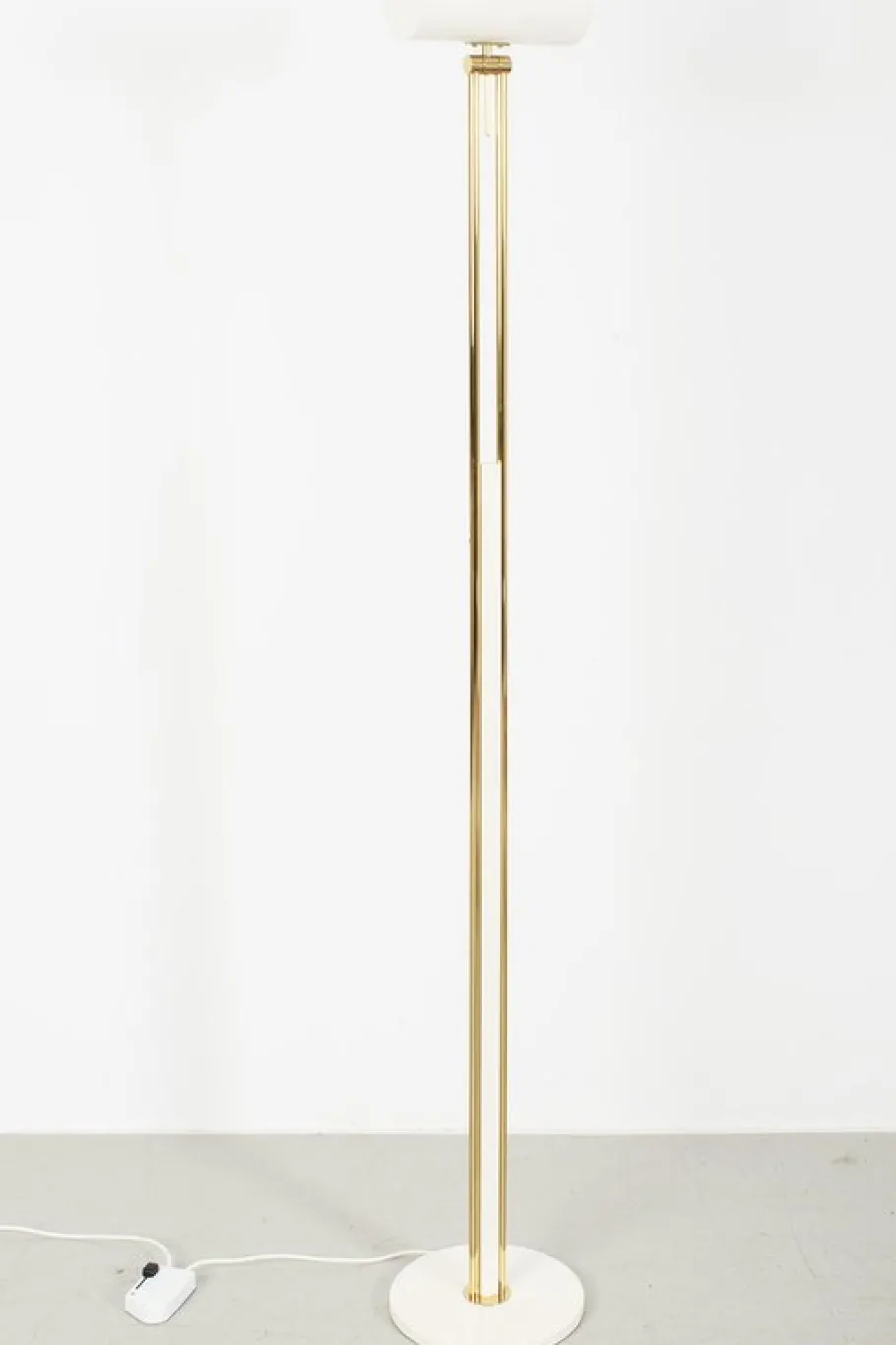 Clearance Pamono Brass Floor Lamp with White Shade