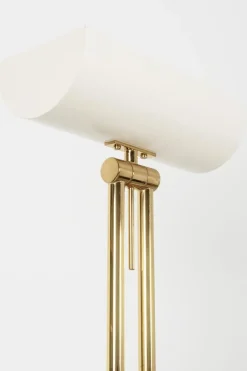 Clearance Pamono Brass Floor Lamp with White Shade