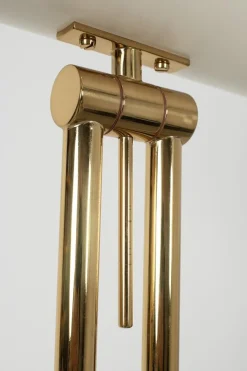 Clearance Pamono Brass Floor Lamp with White Shade