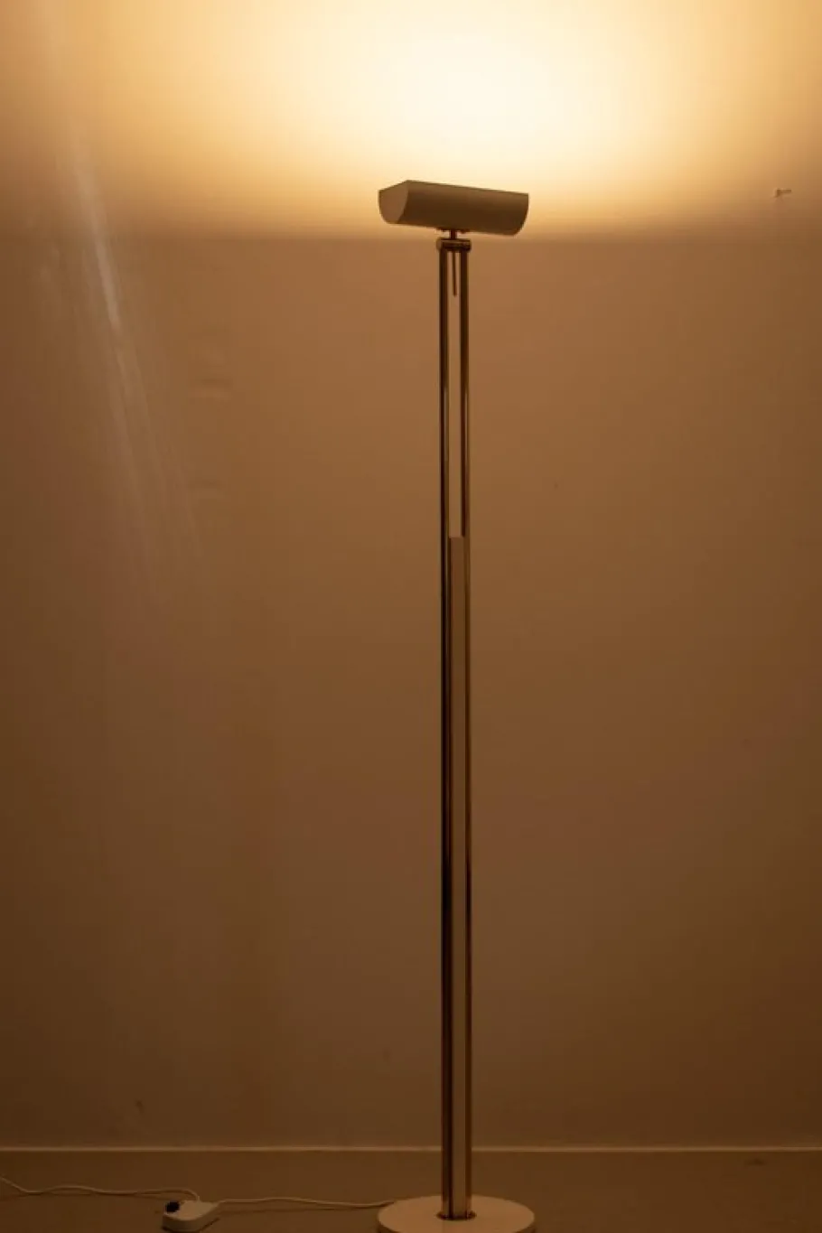 Clearance Pamono Brass Floor Lamp with White Shade