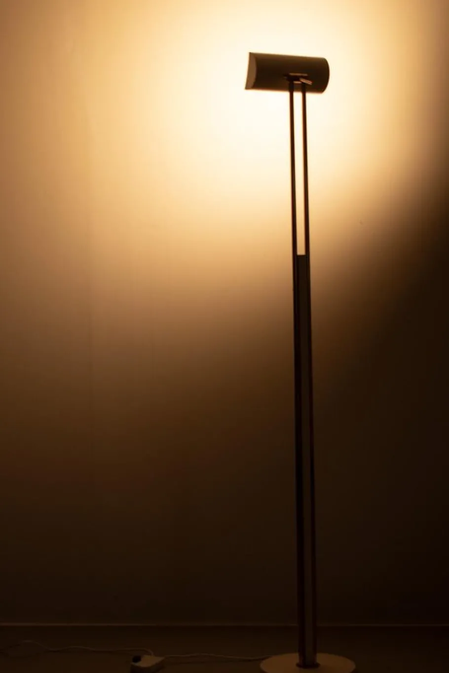 Clearance Pamono Brass Floor Lamp with White Shade