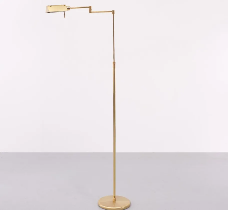 Pamono Brass Halogen Floor Lamp from Höltkotter, Germany, 1970s