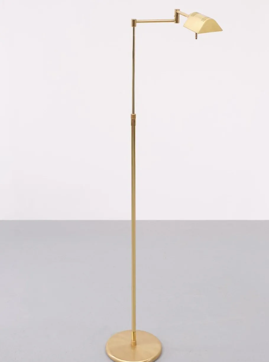 Pamono Brass Halogen Floor Lamp from Höltkotter, Germany, 1970s
