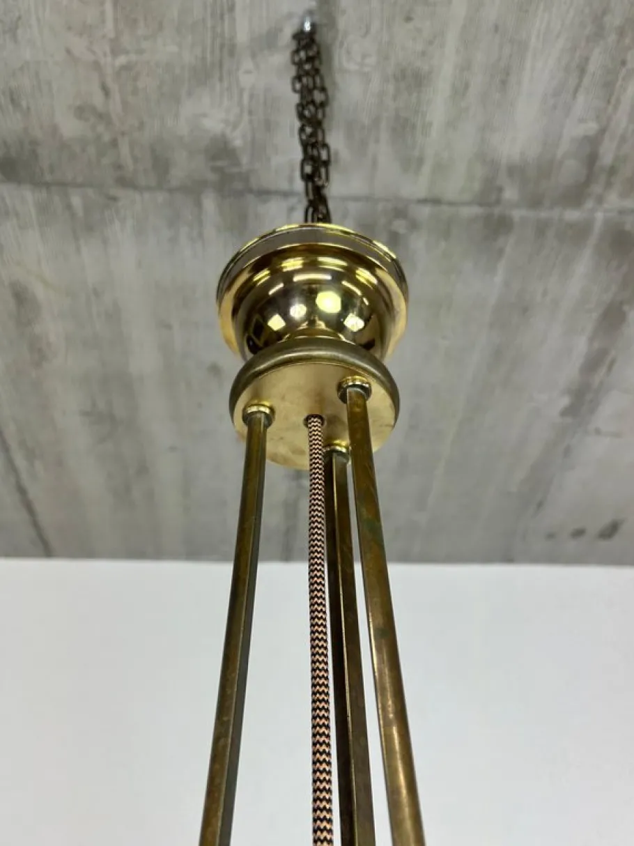 New Pamono Brass Jugendstil Pendant with Red Crystals, 1890s